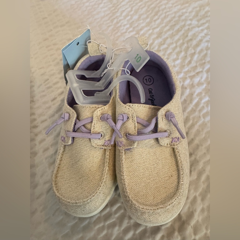 Cat & Jack Cream and Purple shoes with Suede Finish size 10 nwt